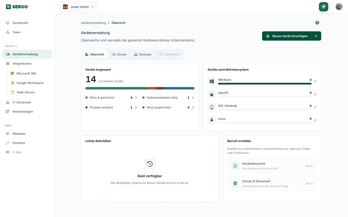 SERGO Portal – Geräteverwaltung