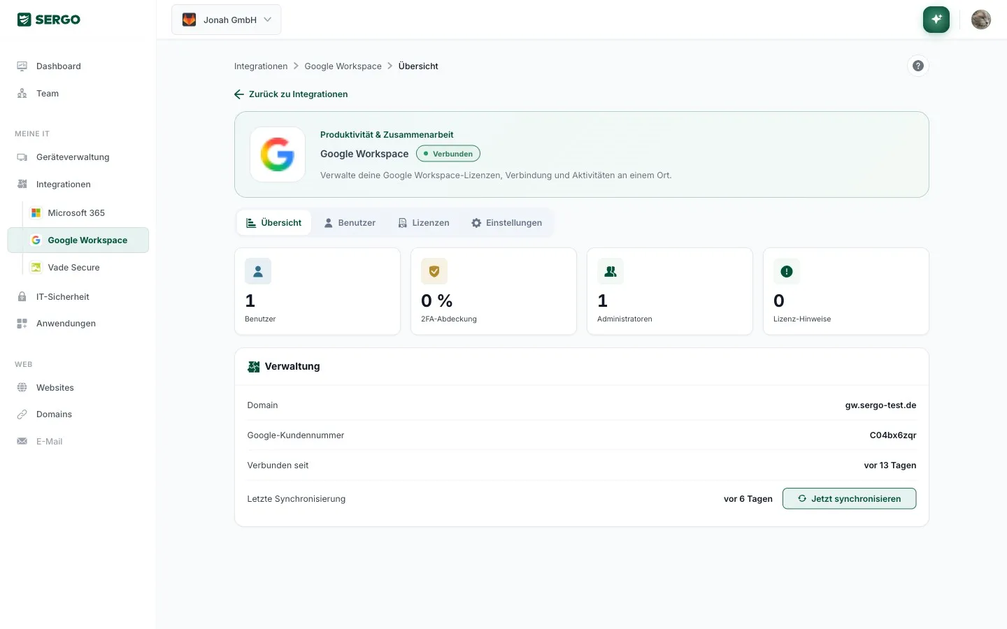 SERGO Portal – Google Workspace