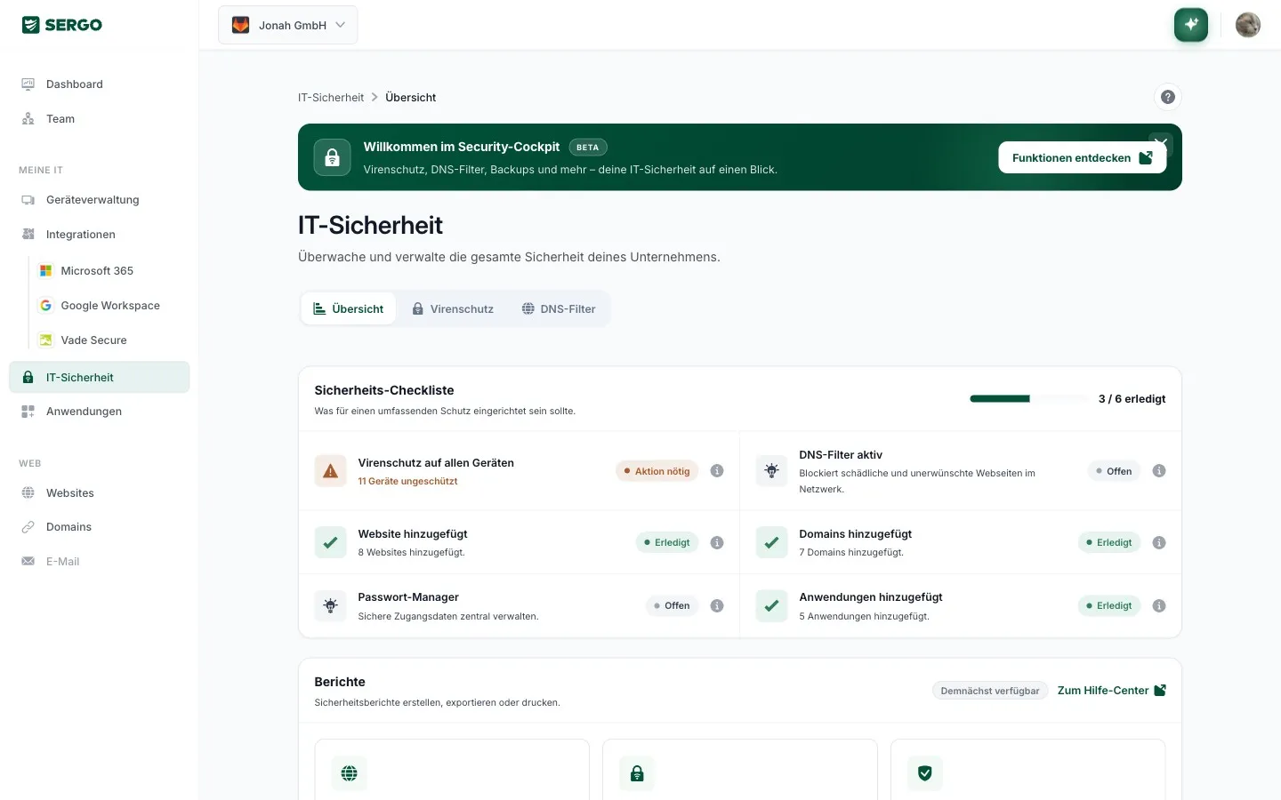 SERGO Portal – IT-Sicherheit
