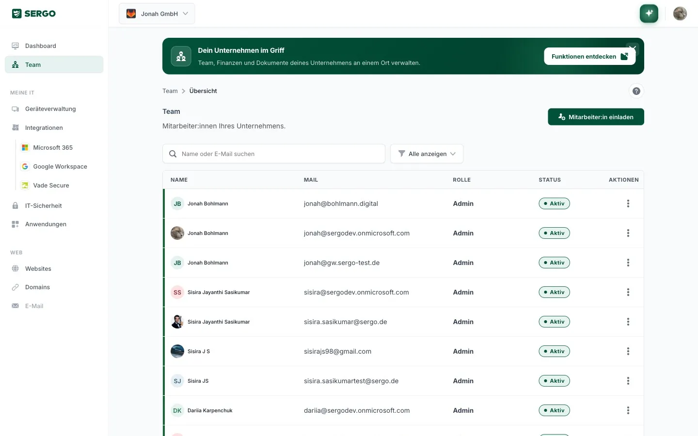 SERGO Portal – Team