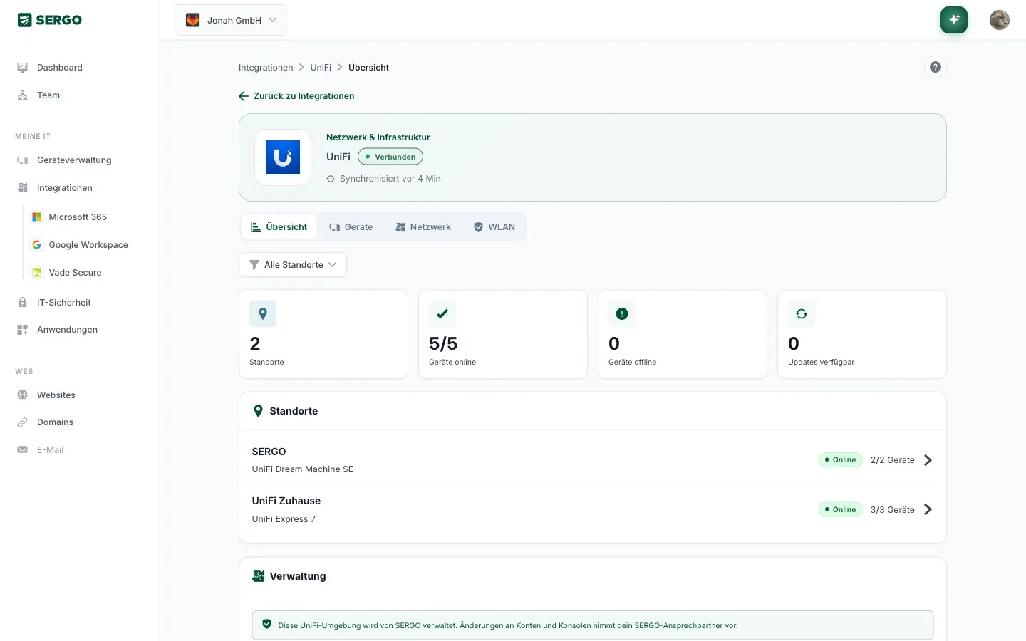 SERGO Portal – UniFi